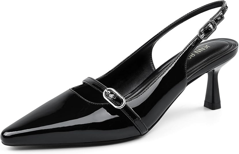JENN ARDOR Slingback Low Kitten Heels for Women Dress Shoes Pointed Closed Toe Stiletto Sandals B... | Amazon (US)