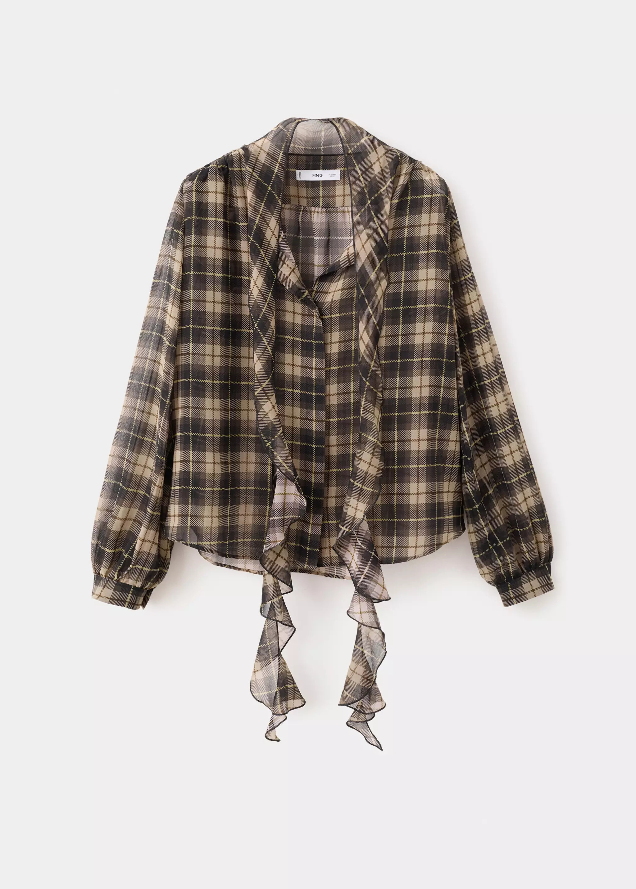 Blouse \u00e0 carreaux col \u00e9charpe | Mango EU