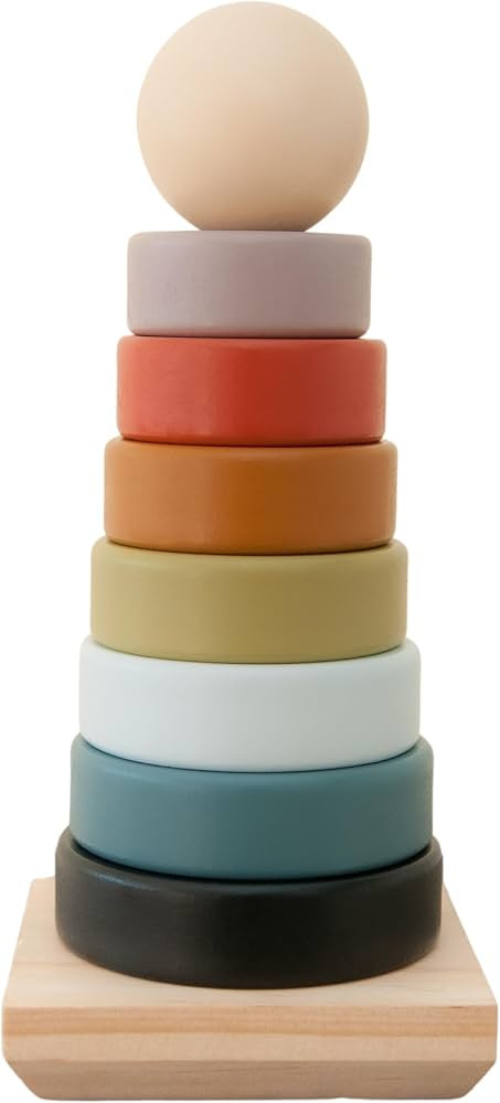 *Memorial*Day*Sale Neutral Rainbow Wooden Ring Stacker Toy | Montessori Stacking Rings for Toddle... | Amazon (US)