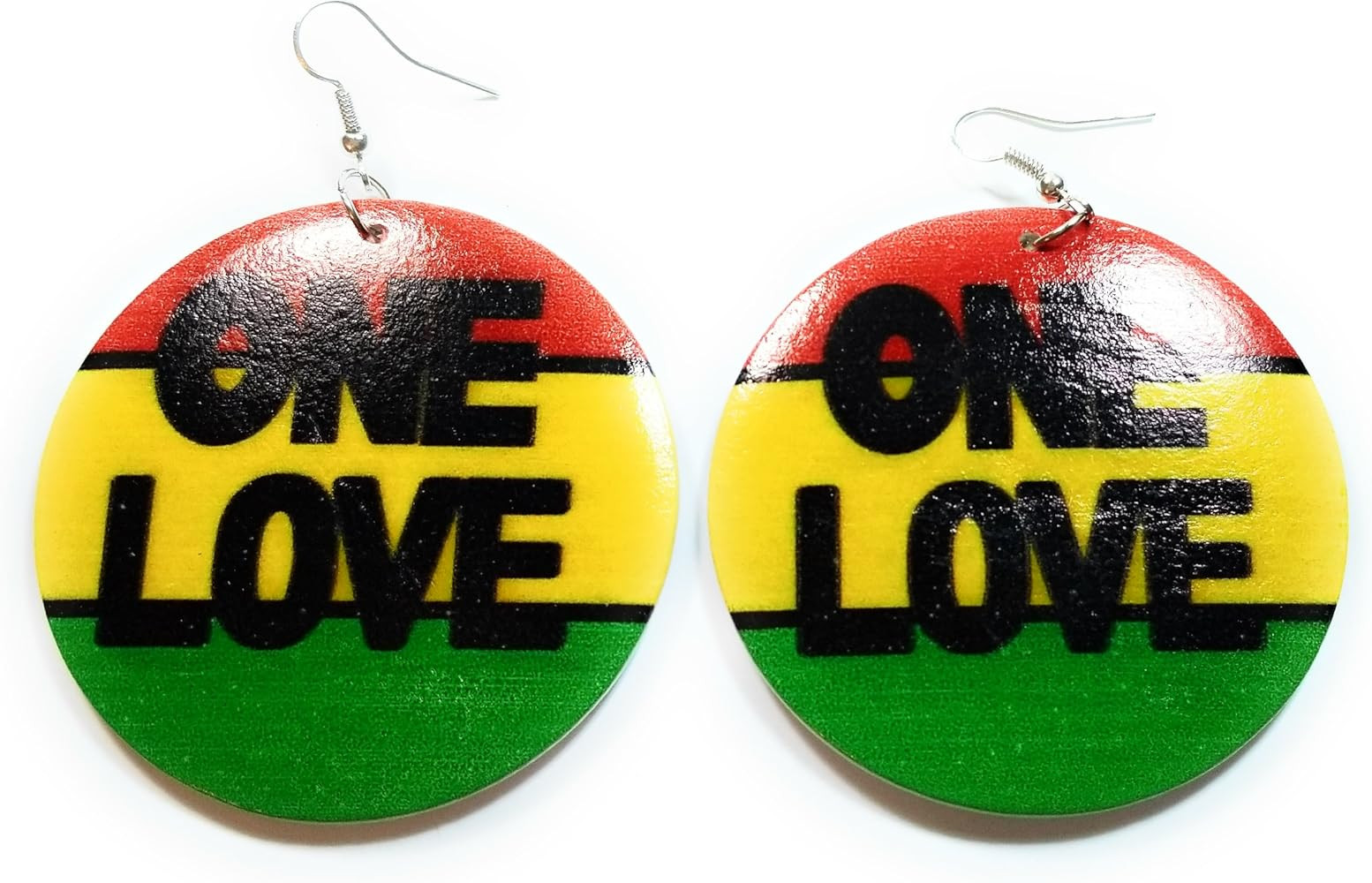 Teri's Boutique Rasta Africa One Love Circle Wood Wooden Light Weight Fashion Earrings | Amazon (US)