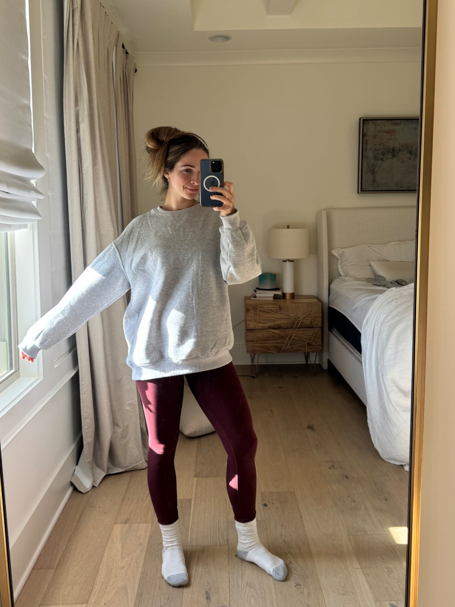 The perfect, cozy sweatshirt for the bump. Also have loved these Amazon leggings. I’m wearing a medium in both.

#LTKootd #LTKBump #LTKfitnessgoals