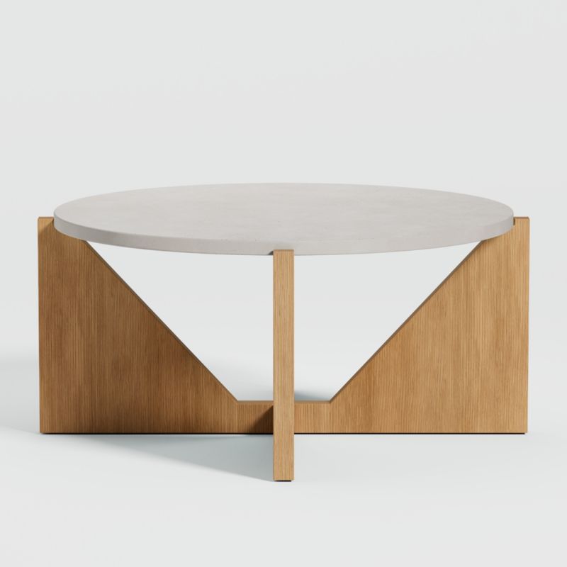 Miro Concrete Coffee Table with Natural Wood Base | Crate & Barrel | Crate & Barrel