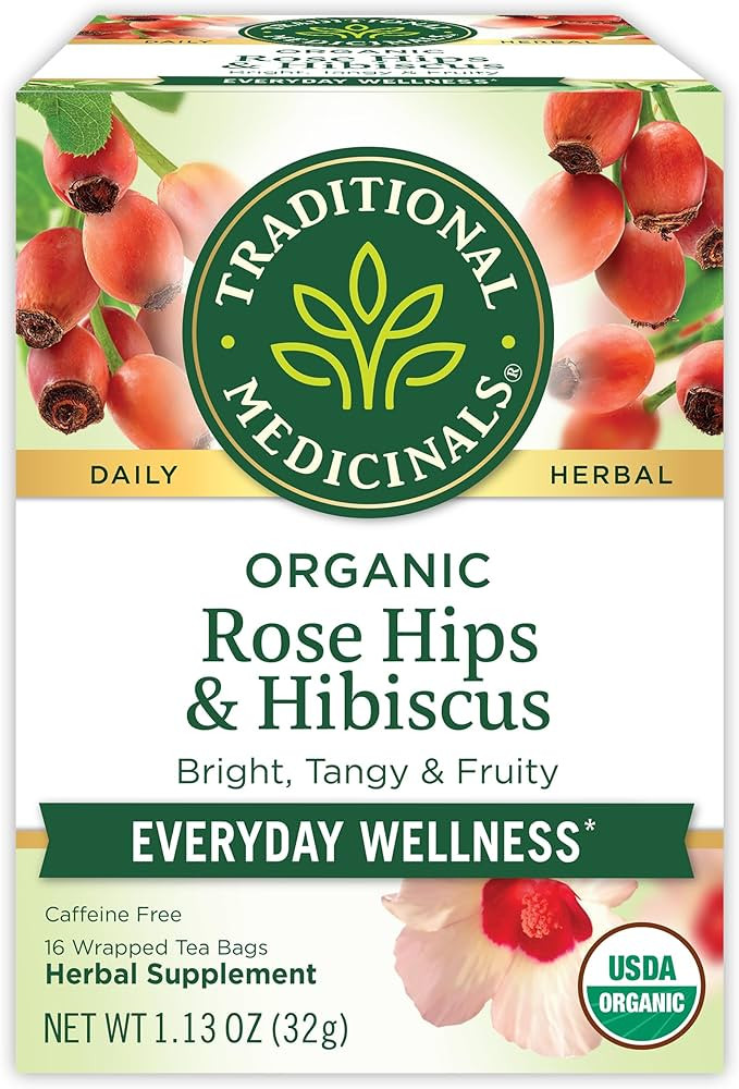Traditional Medicinals Tea, Organic Rose Hips & Hibiscus, Supports Everyday Wellness, 16 Tea Bags | Amazon (US)