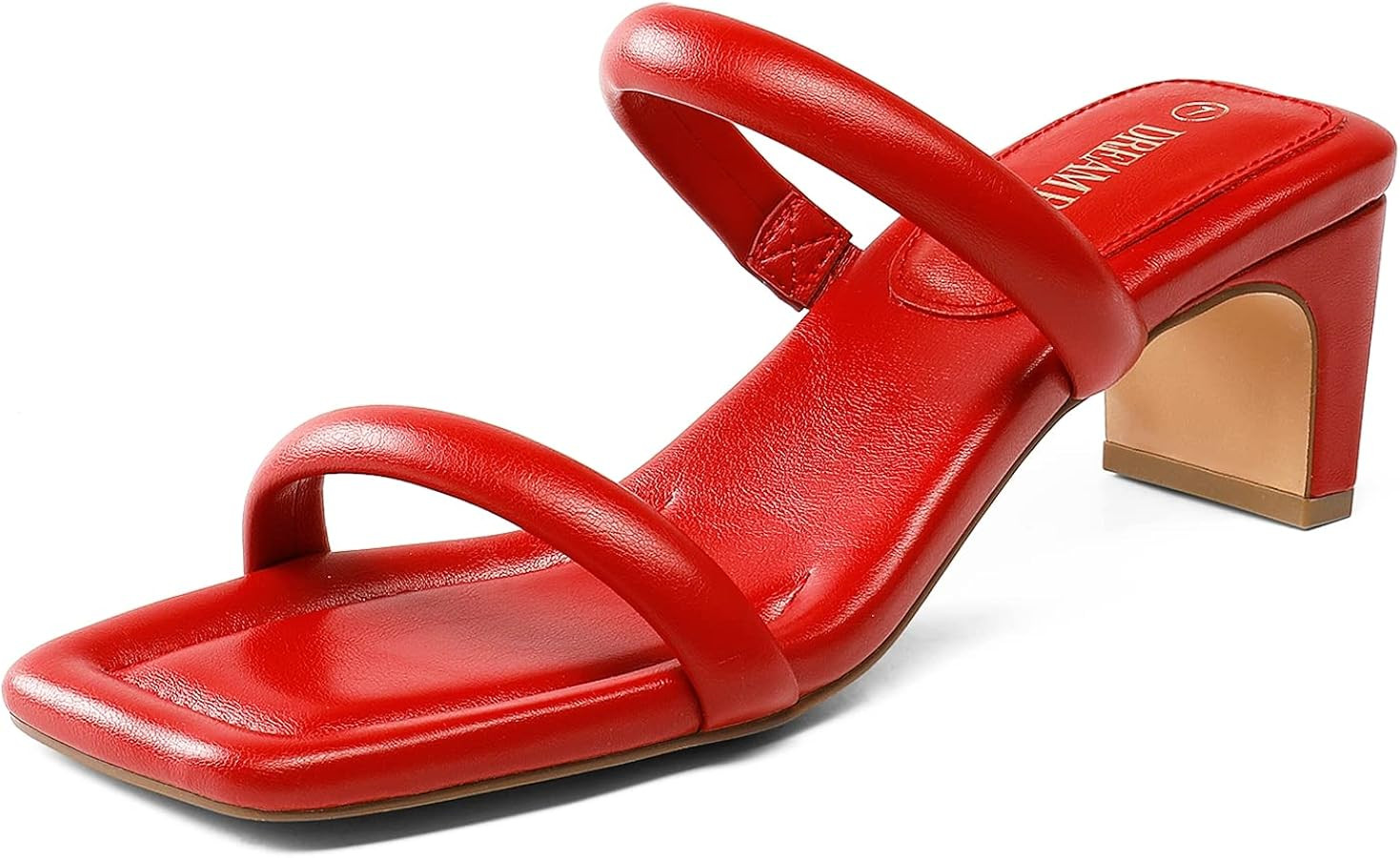 DREAM PAIRS Women's Square Toe Heels for Women Two Strap Open Toe Low Block Chunky Heels Sandals ... | Amazon (US)