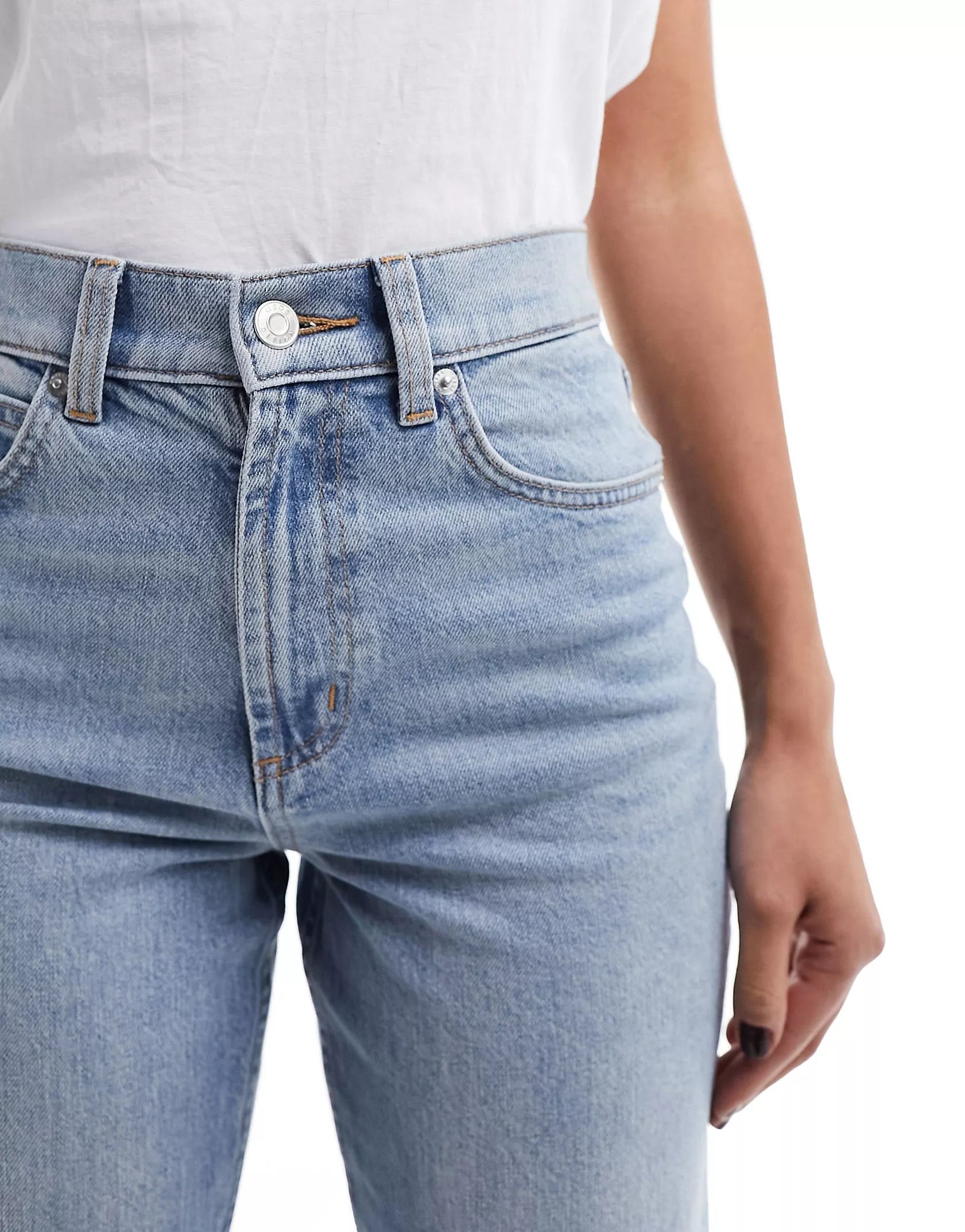 ASOS DESIGN cropped easy straight jean in tinted light blue | ASOS (Global)