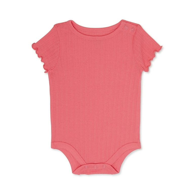 Garanimals Baby Girl Short Sleeve Pointelle Solid Bodysuit, Sizes 0-24 Months | Walmart (US)