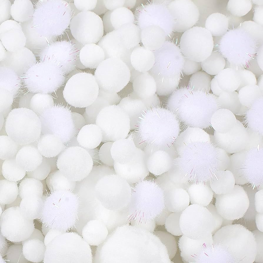 900 PCS Pom Poms, White Bulk Pom Poms Arts and Crafts, Soft and Fluffy Craft Pom Poms, Assorted S... | Amazon (US)
