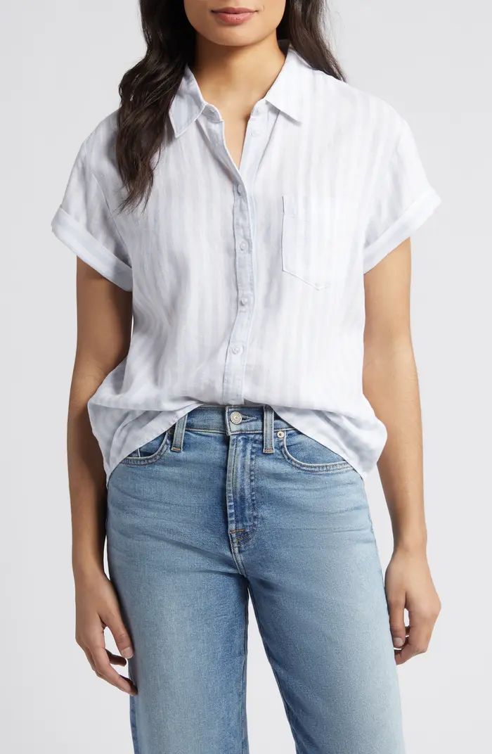 Linen Blend Camp Shirt | Nordstrom