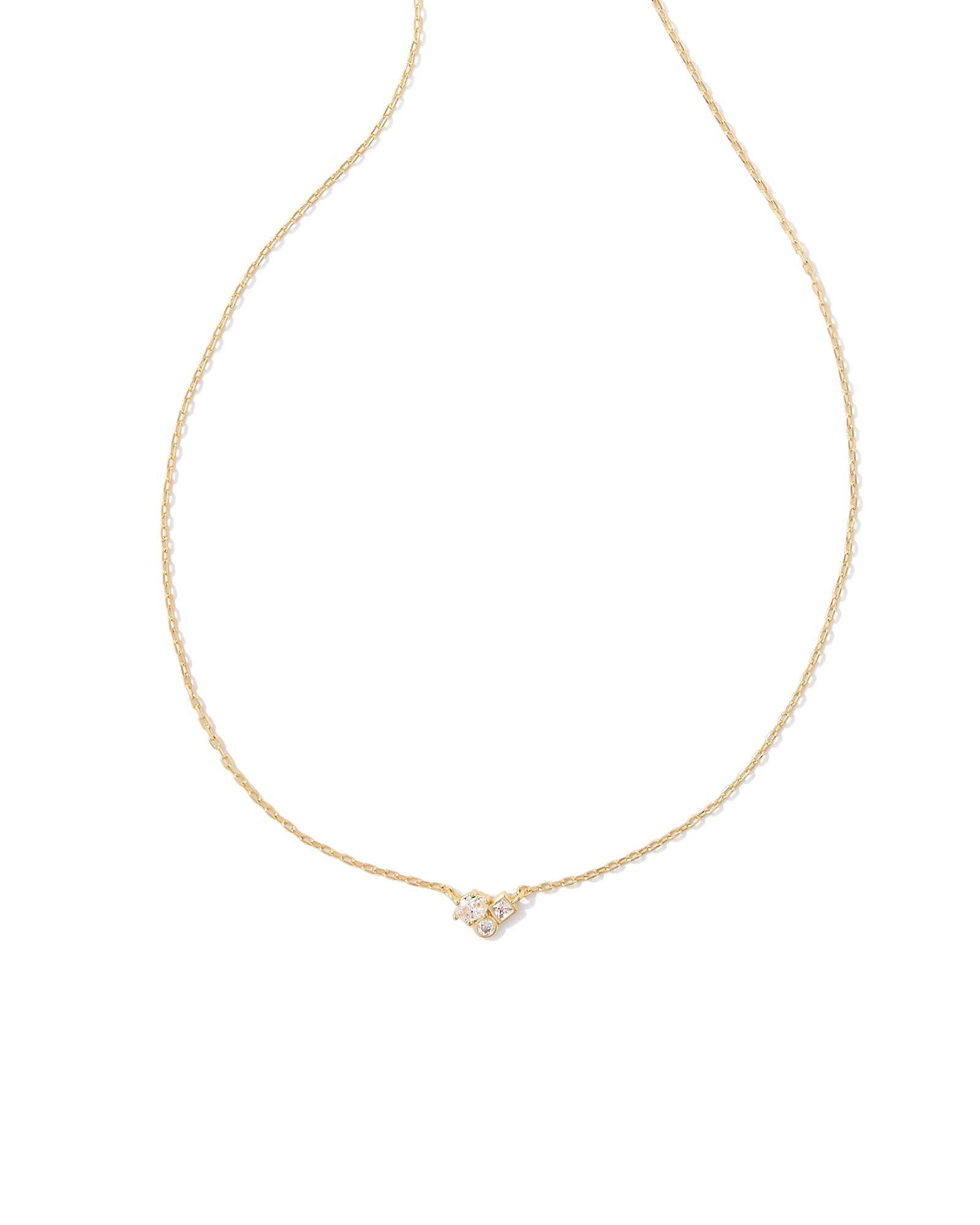 Henry Gold Short Pendant Necklace in White Crystal | Kendra Scott
