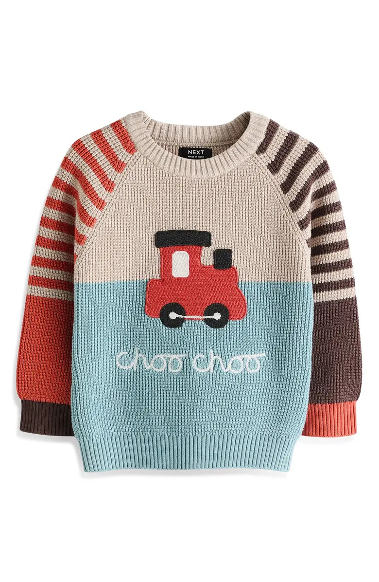 Kids' Train Appliqué Cotton Sweater | Nordstrom