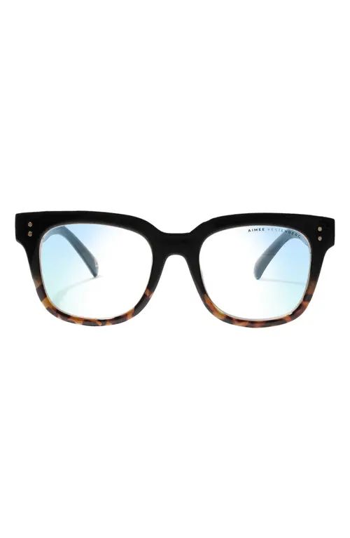 Aimee Kestenberg Houston 52mm Square Blue Light Blocking Glasses in Black To Tortoise at Nordstrom | Nordstrom
