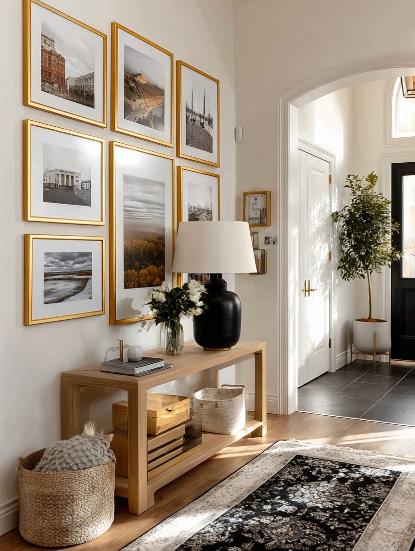 Wall galleries remain one of our most-loved design features—and for good reason.

A beautifully curated wall gallery instantly transforms a blank wall into a focal point. It tells a story, creates visual interest, and adds personality without overwhelming the space.

Our favorite approach is simple: choose a collection of images that mean something to you—travel memories, landscapes, architecture, black-and-white photography, or meaningful moments—and bring them together with a consistent frame style.

And if there's one frame we return to again and again, it's gold.

Gold frames add warmth, elegance, and a timeless quality that works beautifully with almost every decorating style. They elevate even the simplest photographs and create a cohesive, designer-inspired look.

Whether you prefer perfectly matching frame sizes or a mix of large and small pieces, both approaches can work beautifully. The secret is creating balance while allowing each image to contribute to the overall story.

Paired with a simple console table below, a thoughtfully designed wall gallery becomes more than decoration—it becomes a reflection of the life you love.

✨ Personal
✨ Elegant
✨ Timeless

Sometimes the most impactful walls aren't the ones filled with expensive artwork. They're the ones filled with memories.

#WallGallery #ElegantAndDriven #GoldFrames #HomeDecor #InteriorStyling 

 #LTKHome