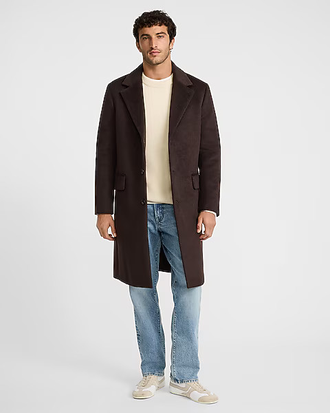 Brown Wool-Blend Topcoat | Express