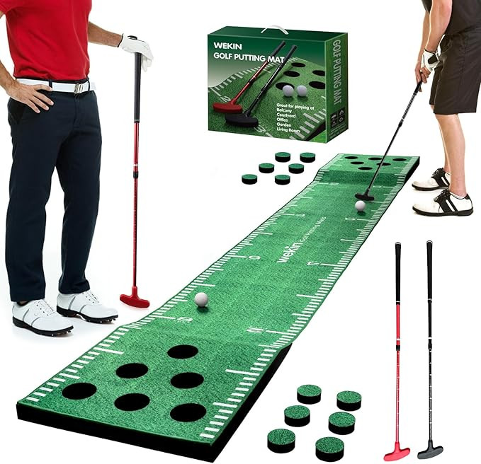Wekin Golf Pong Game Set, Golf Putting Green Mat with 2 Putters, 2 Golf Balls,12 Hole Covers, Gol... | Amazon (US)