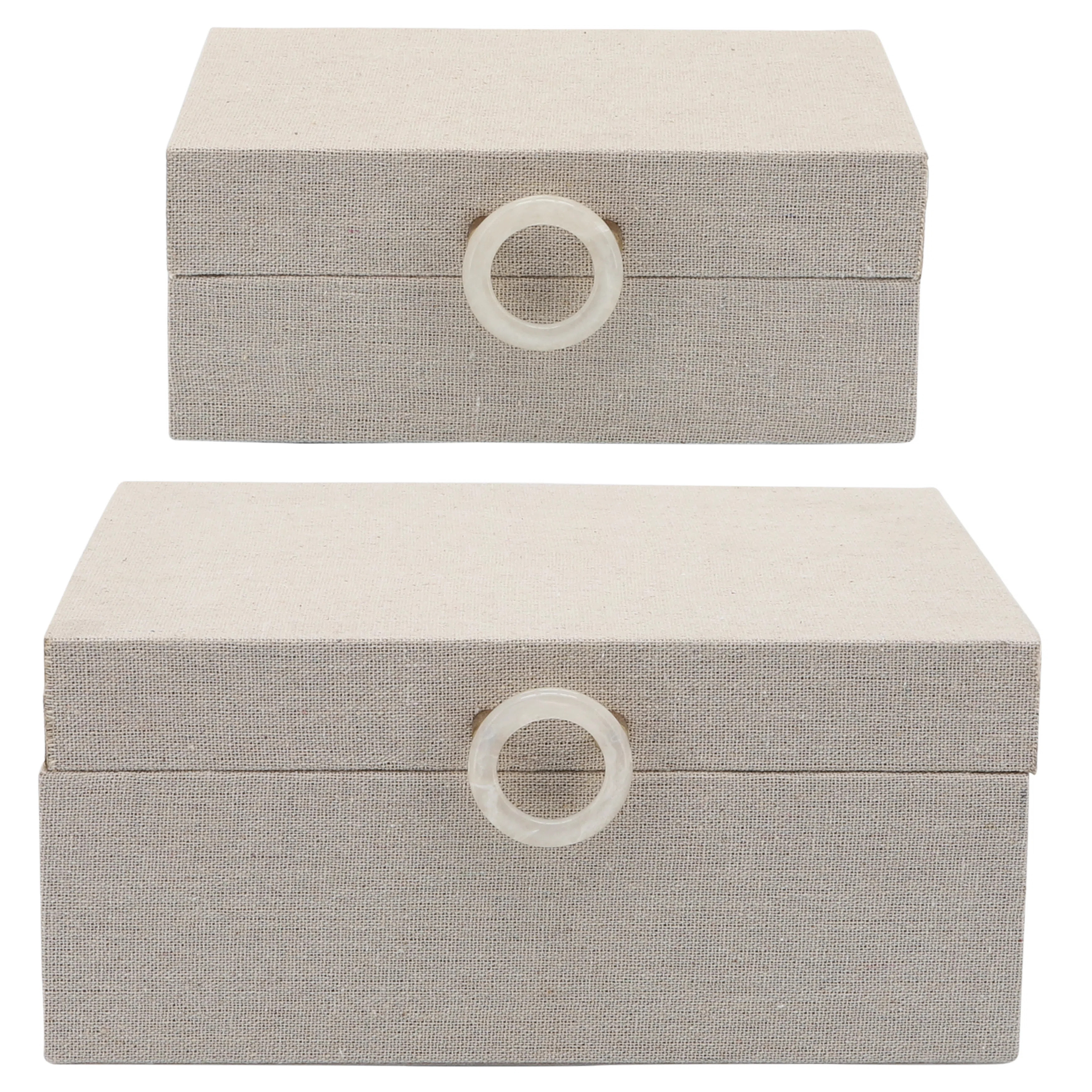 Set of 2 Decorative Storage Boxes - Beige/Ivory Wooden Boxes For Photos, Jewelry, Trinkets - Stor... | Wayfair North America