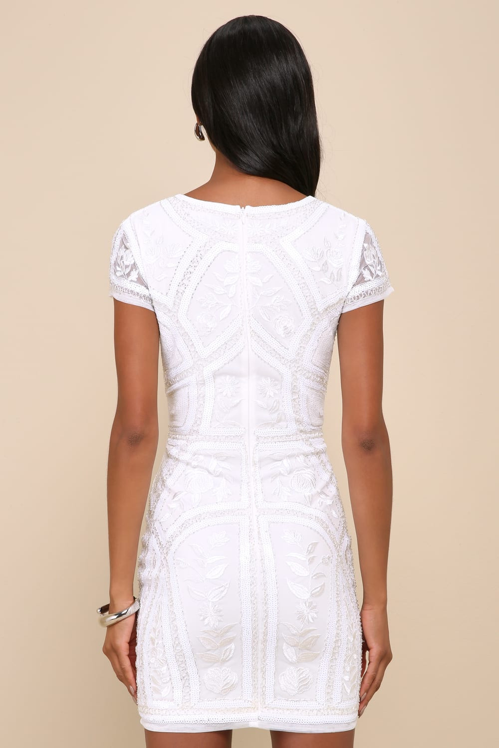 Spread Your Shine White Sequin Embroidered Bodycon Dress | Lulus