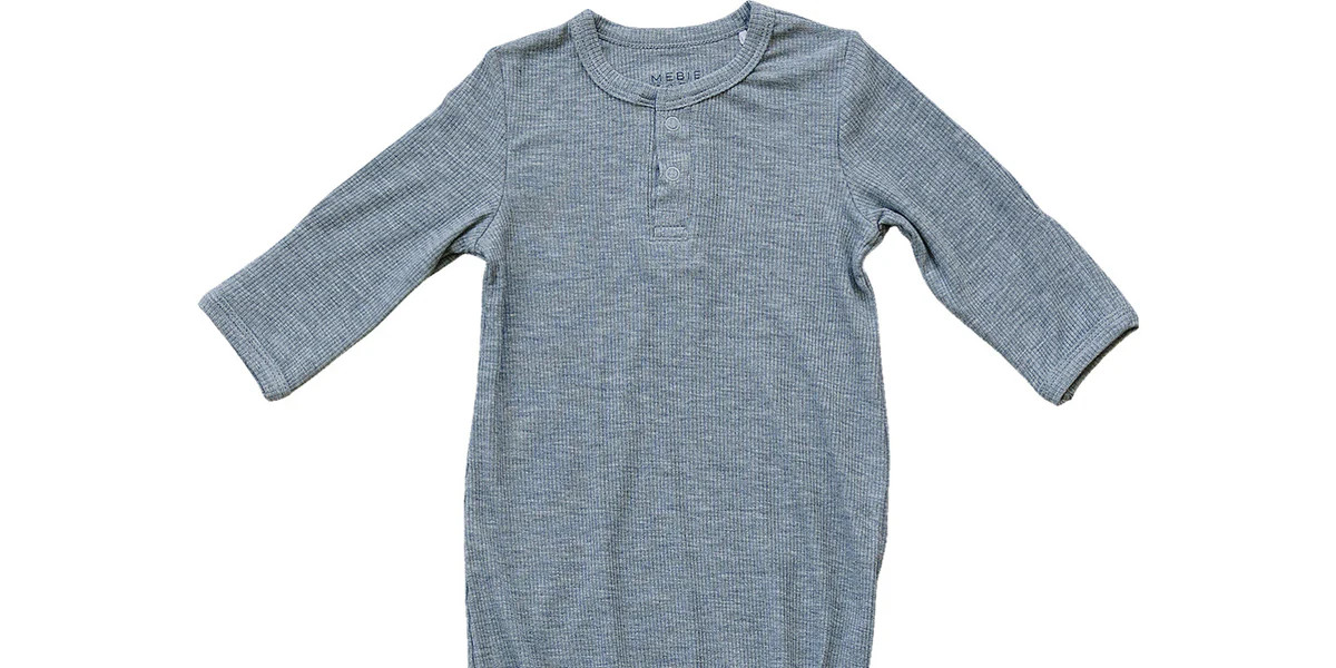 Mebie Baby Heather Grey Ribbed Bamboo Knot Gown | Mebie Baby