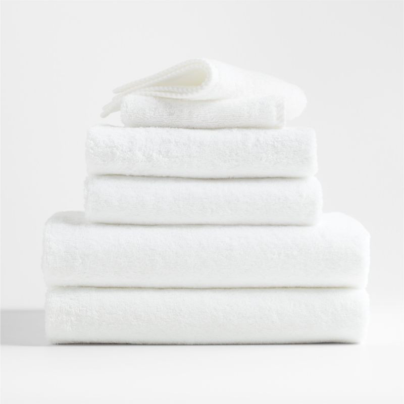 Quick-Dry Organic Cotton White Bath Towels, Set of 6 + Reviews | Crate & Barrel | Crate & Barrel