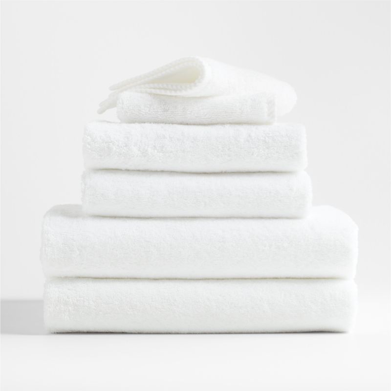 Quick-Dry Organic Cotton White Bath Towels, Set of 6 | Crate & Barrel | Crate & Barrel