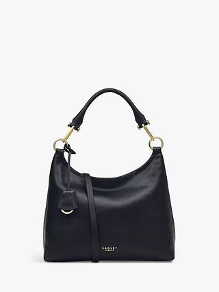 Radley Cuba Street Medium Leather Open Top Shoulder Bag, Black | John Lewis (UK)