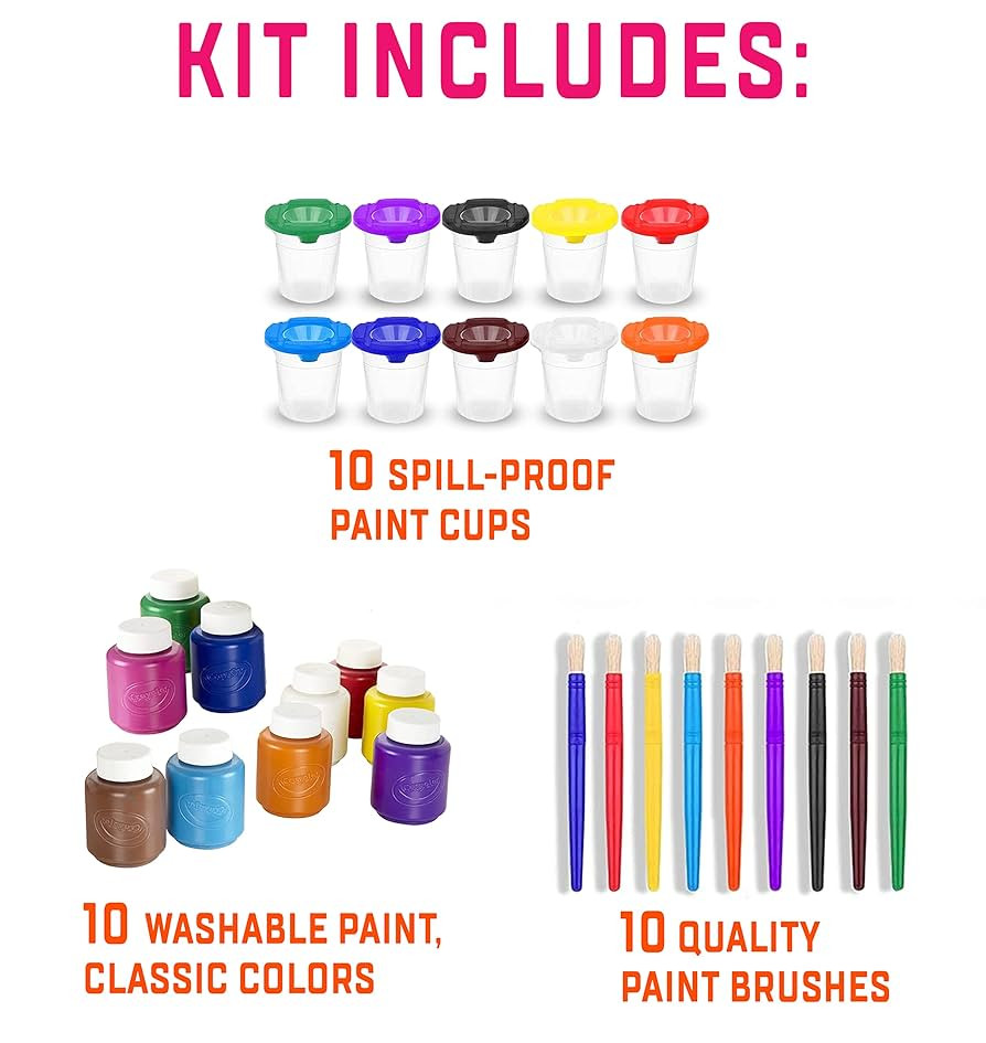 Kids Painting Set, Washable Paint for Kids with Paint Cups and Toddler Paintbrushes, Non Toxic Wa... | Amazon (US)