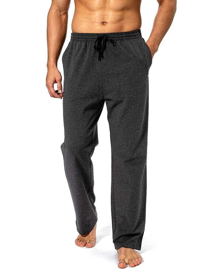 Pudolla Men's Cotton Yoga Sweatpants Athletic Lounge Pants Open Bottom Casual Jersey Pants for Me... | Amazon (US)
