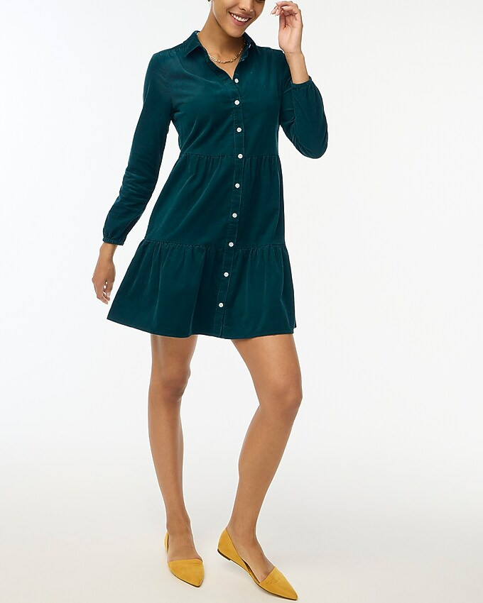 Corduroy collared mini shirtdress | J.Crew Factory