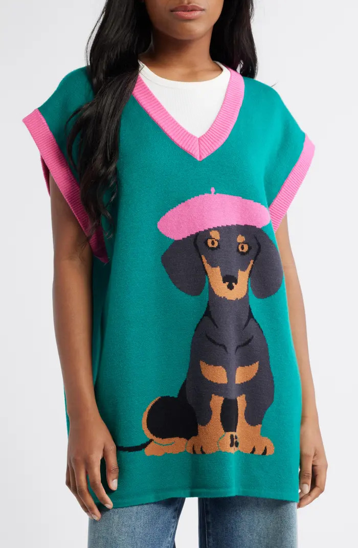 Dog Graphic Oversize Sweater Vest | Nordstrom