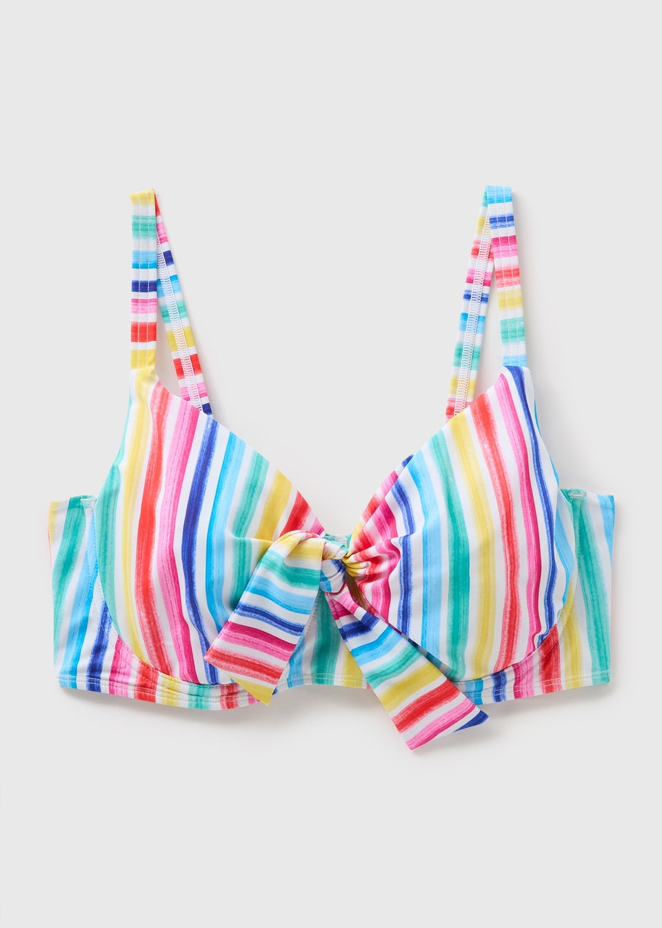DD+ Multicolour Stripe Tie Front Bikini Top | Matalan (UK)