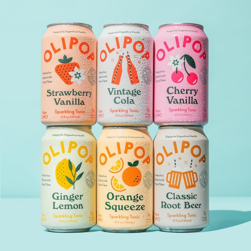 OLIPOP - 6-Flavor Soda Variety Pack, Healthy Soda Sampler, Prebiotic Soft Drinks, Supports Digestive | Amazon (US)