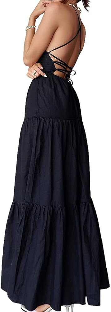 Women's Summer Strappy Backless Evening Party Boho Maxi Long Dress | Amazon (US)