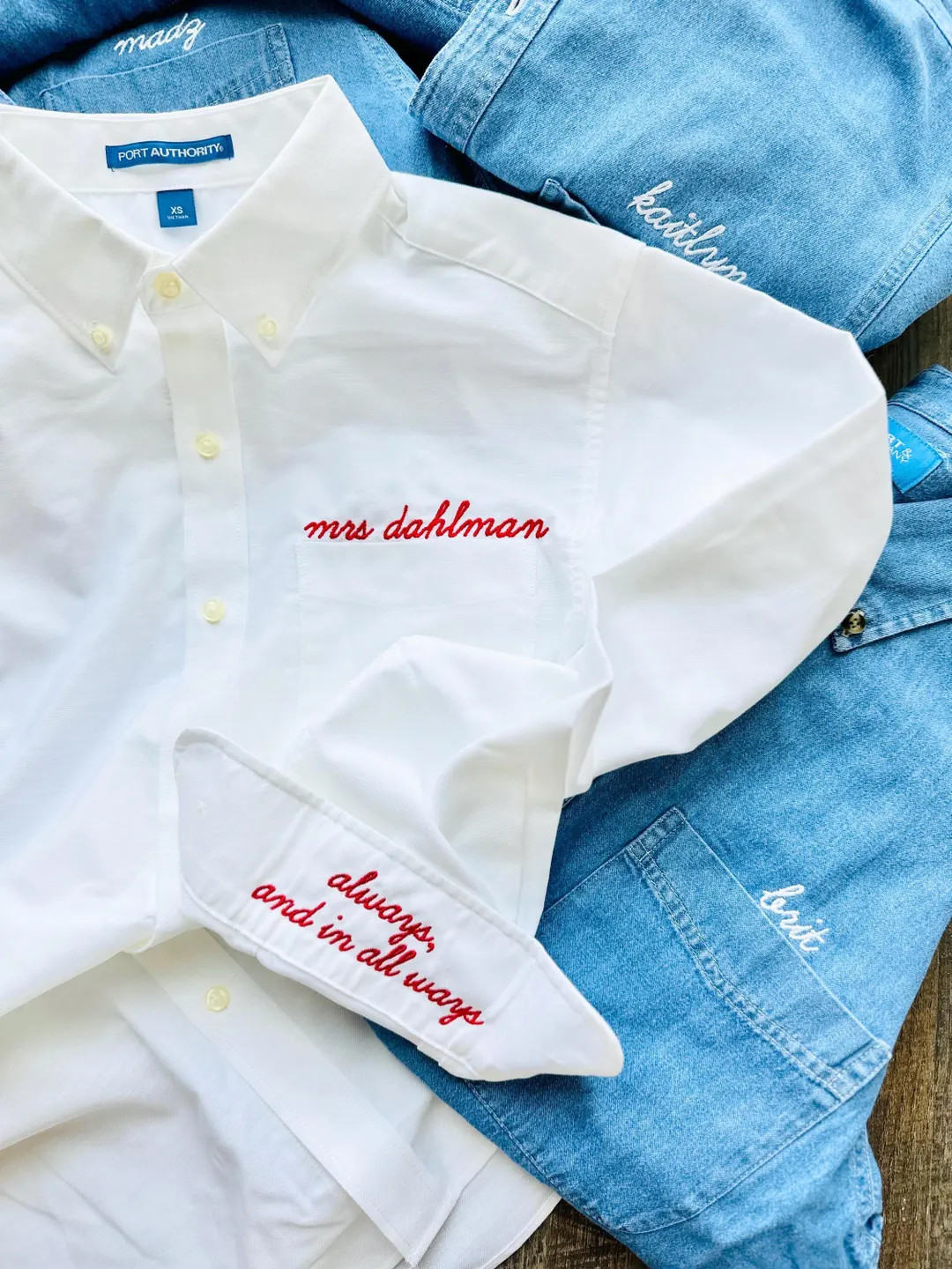 Embroidered Button Down for Bridal Party, Minimalist Embroidered Wedding Day Button up Shirt, Mon... | Etsy (US)