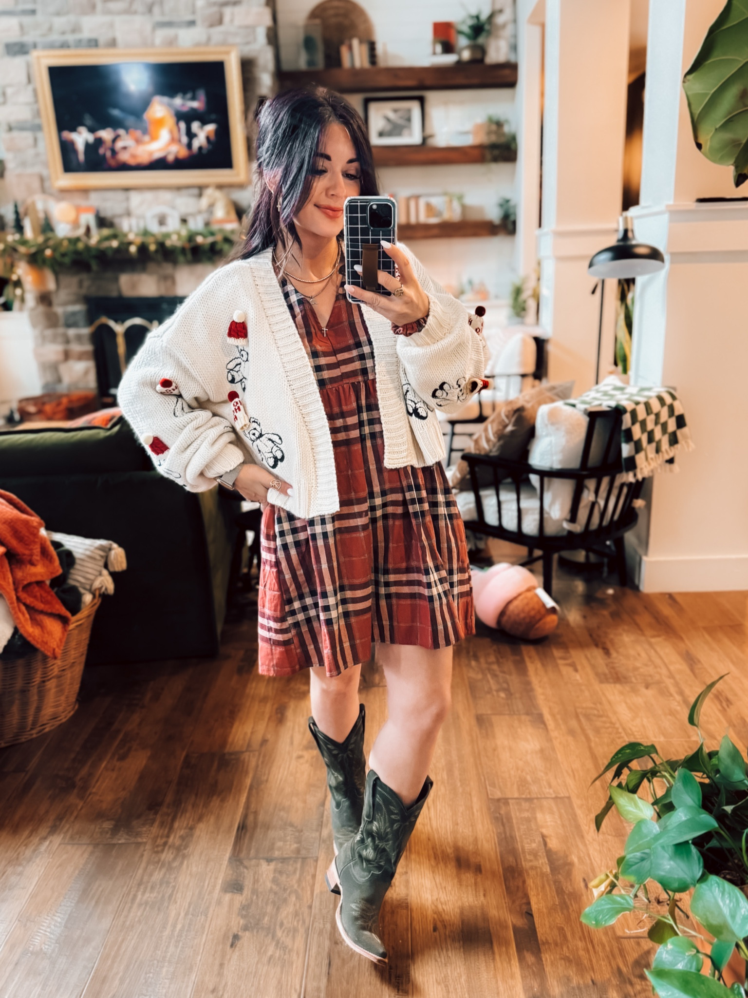 This dress is 60% off and the cardigan is 20% off! Winter holiday fit

#LTKParties #LTKHoliday #LTKSaleAlert