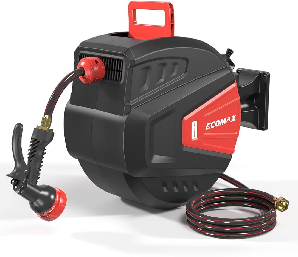 ELG01 1/2in. x 100ft Garden Hose Reel, Retractable Reel Storage with Any Length Lock, Slow Return... | Amazon (US)