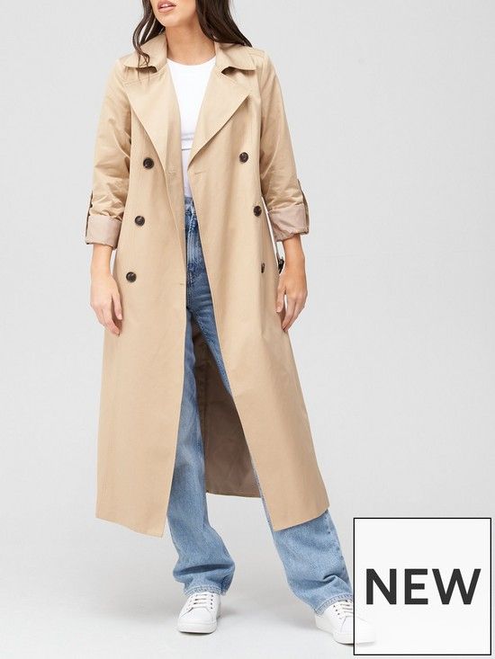 V by Very Longline Trench Coat - Beige | Very (UK)