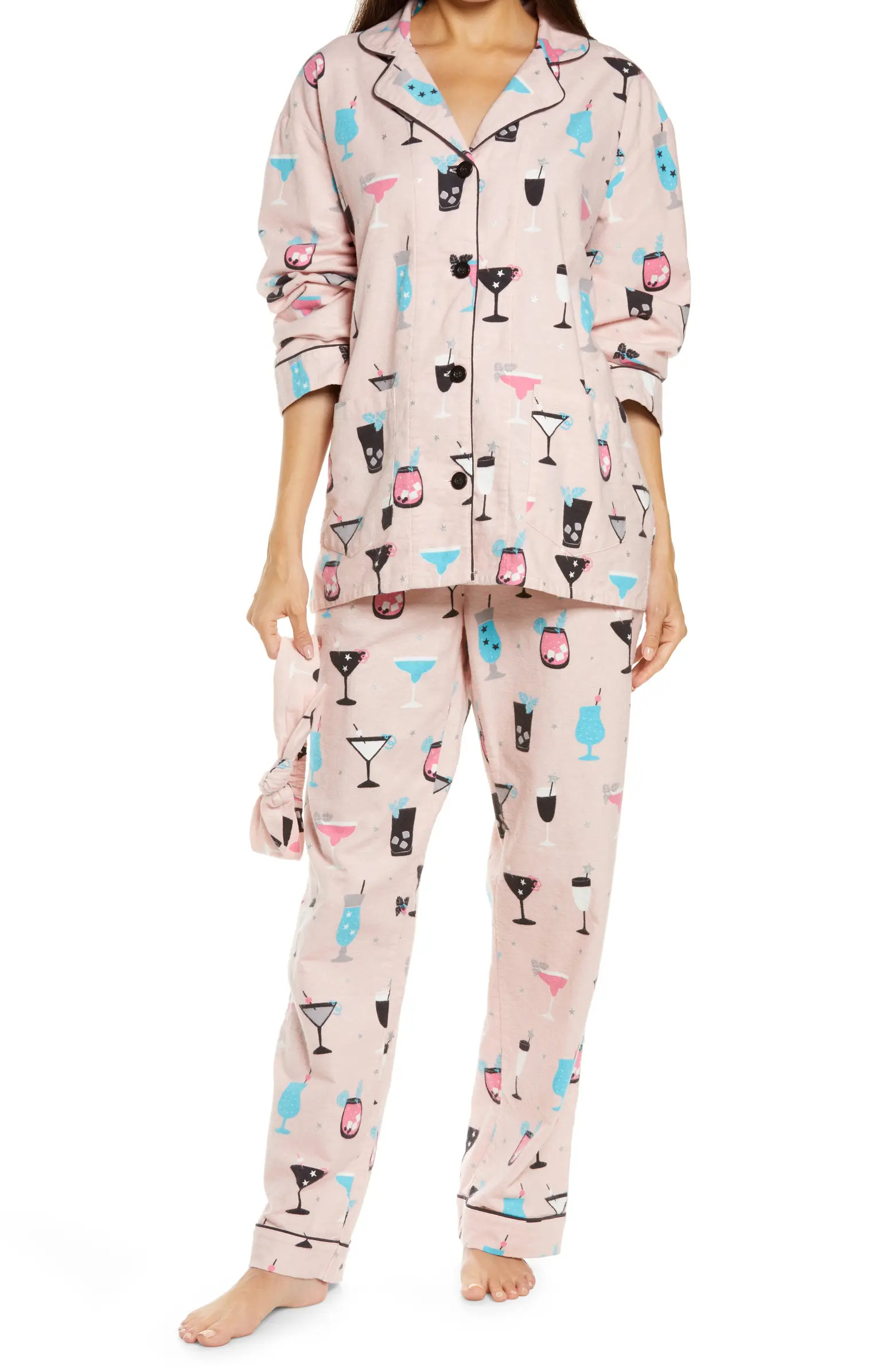 PJ Salvage Flannel Pajamas with Headband | Nordstrom | Nordstrom