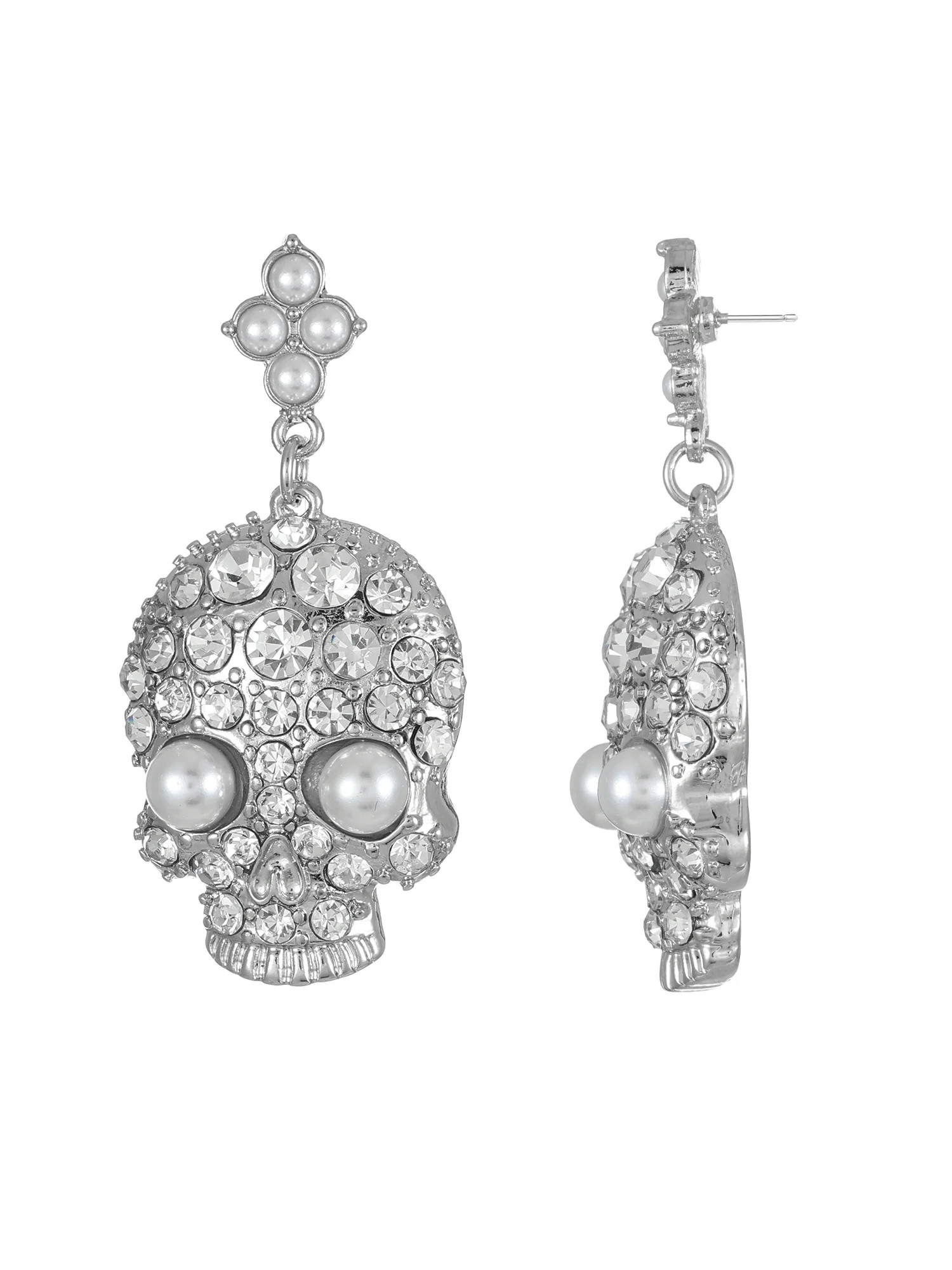 Way to Celebrate Halloween Sparkly Skull Earrings, 1 Pair, Female - Walmart.com | Walmart (US)