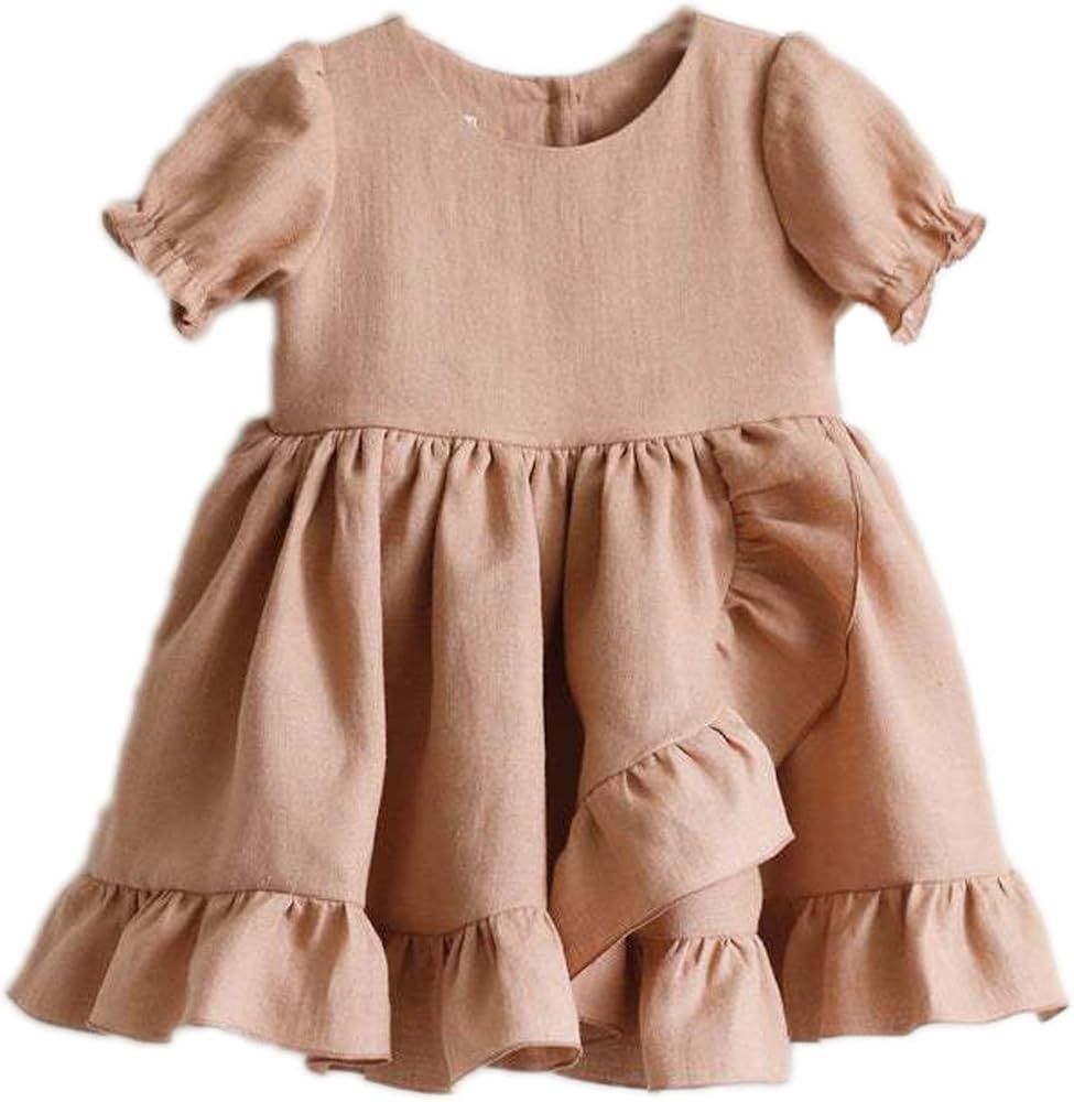 Colorful Childhood Baby Girls Linen Dress Kids Fly Sleeve Vest Tutu Dresses Toddler Ruffles Party Pr | Amazon (US)