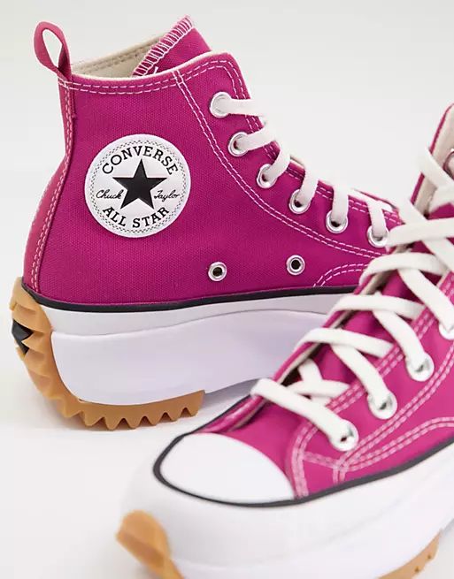 Converse Run Star Hike Hi platform sneakers in midnight hibiscus | ASOS | ASOS (Global)