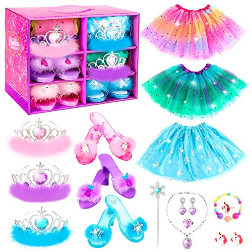 Princess Dress Up Shoes Set, Girls Dress Up Toys Toddler Jewelry Boutique Kit, 3 Themes of Unicor... | Amazon (US)