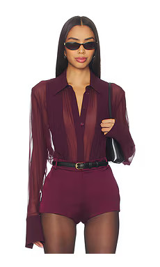 SANS FAFF Meghan Panelled Silk Blouse in Bordeaux from Revolve.com | Revolve Clothing (Global)