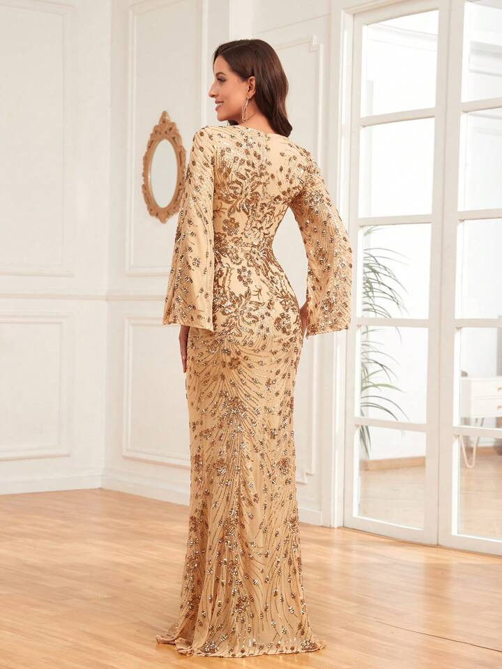 Split Sleeve Sequin Prom Dress | SHEIN