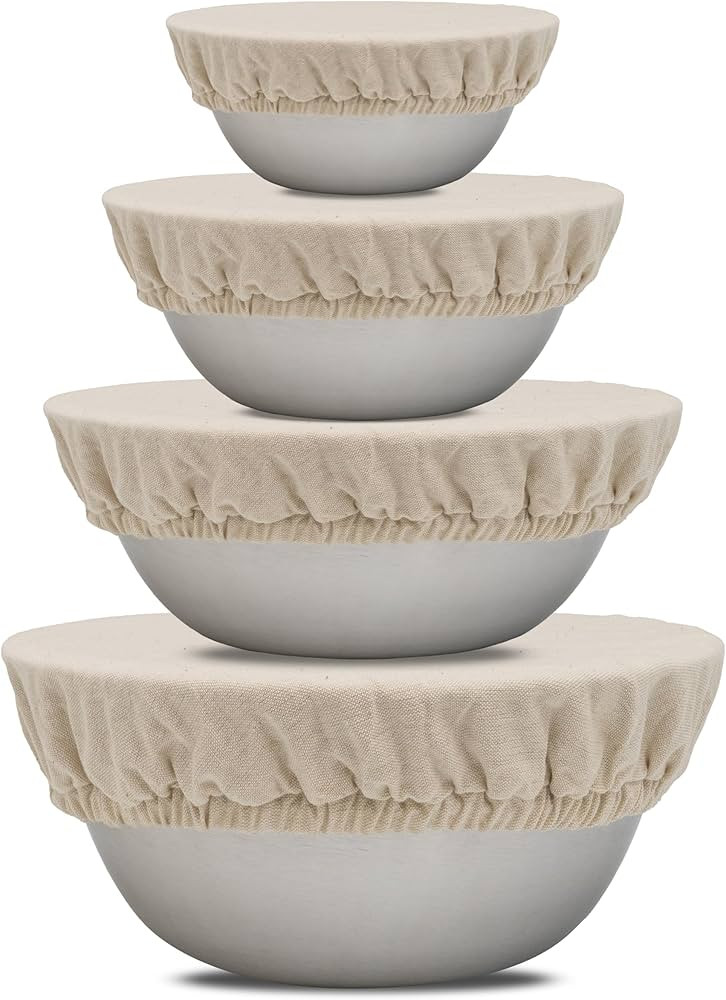 Reusable Fabric Bowl Covers for Bread Proofing - 4 Pieces, Washable and All-Natural 100% Cotton C... | Amazon (US)