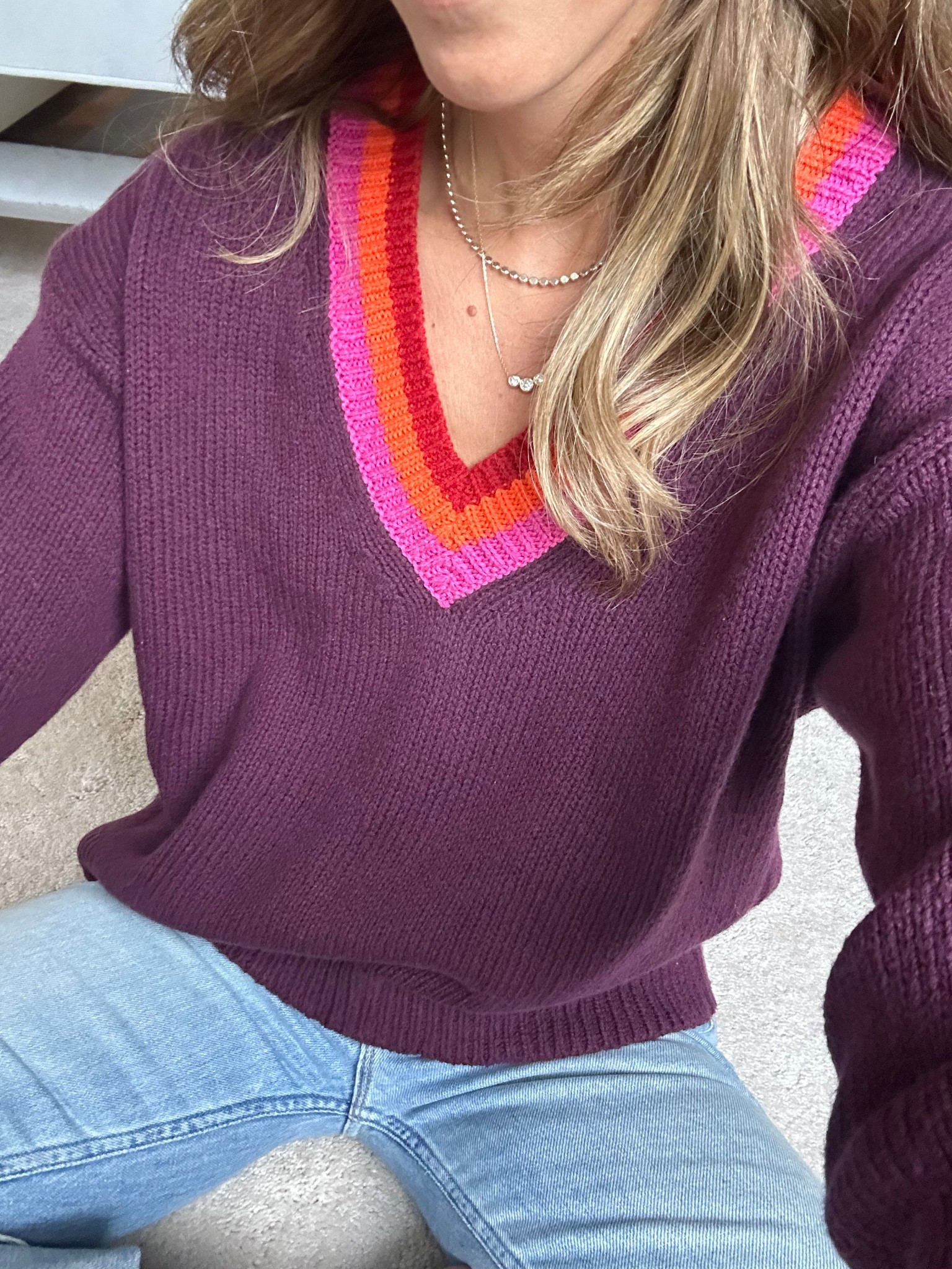 Colorful trim sweater 


#LTKSeasonal #LTKFindsUnder100