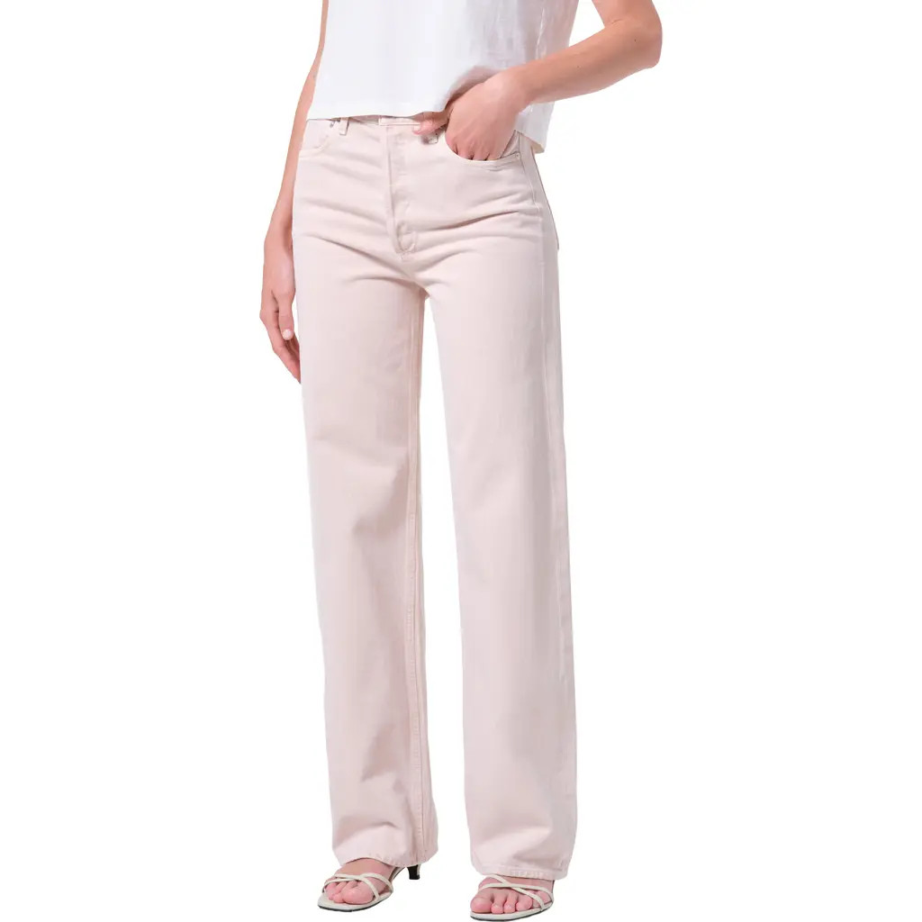 AGOLDE Ren High Waist Wide Leg Jeans in Foundation Pas at Nordstrom, Size 29 | Nordstrom
