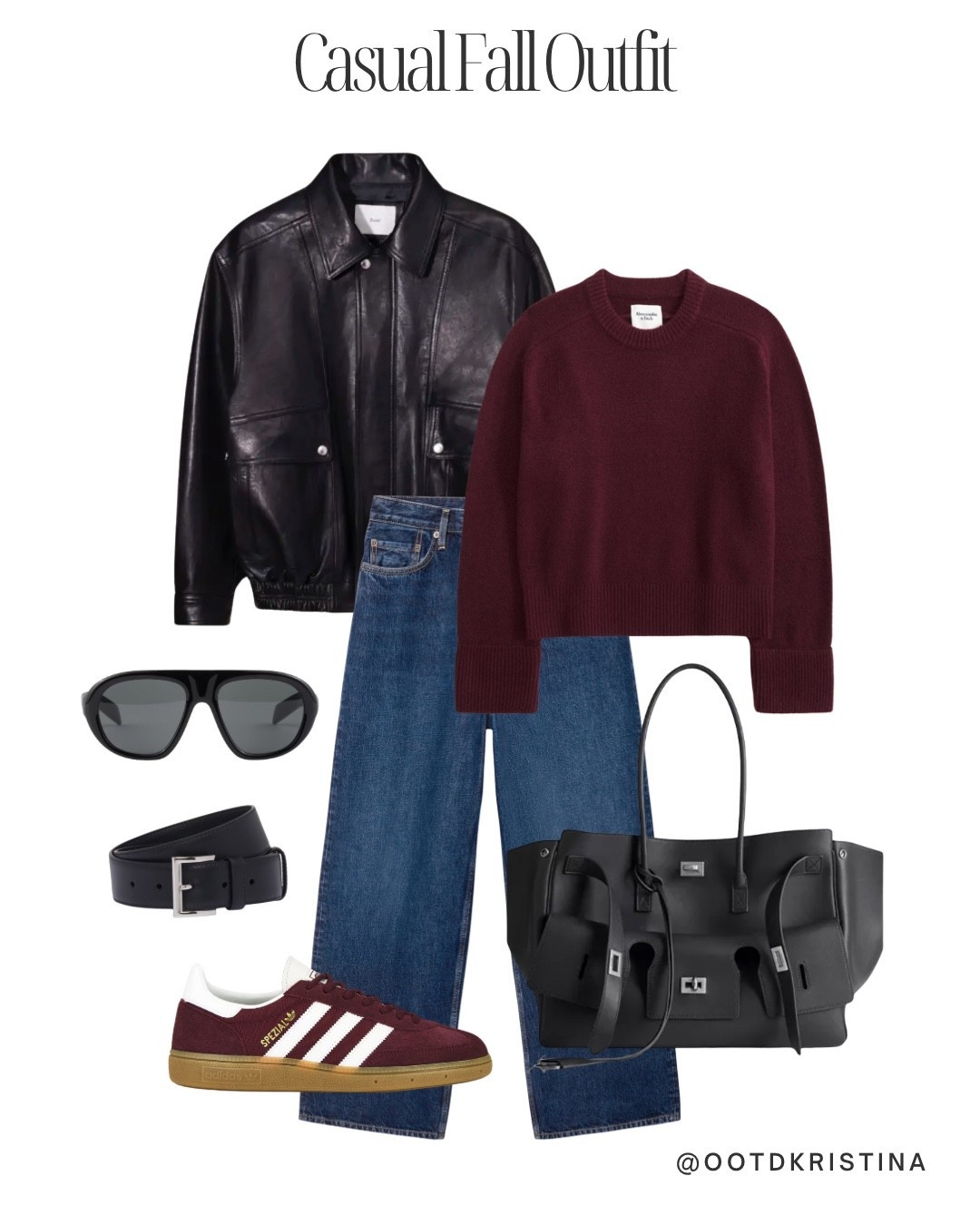 Fall outfit idea 
#falloutfit #bomberjacket #sweater #sneakers #burgudy #leather 

#LTKFindsUnder100 #LTKFallSale #LTKSeasonal