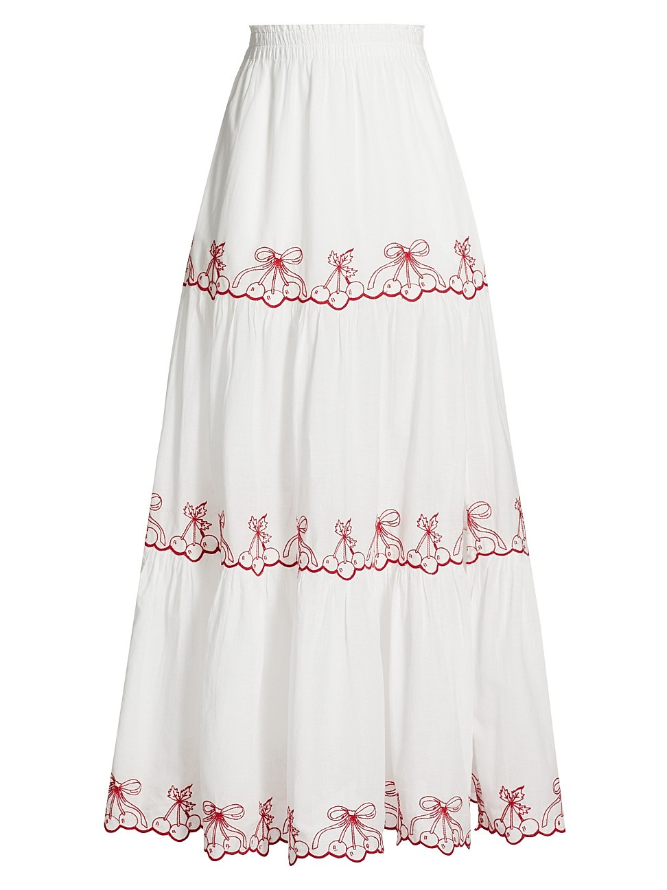 Women's Jemila Cherry-Embroidered Maxi Skirt - Candy Red - Size XXS | Saks Fifth Avenue