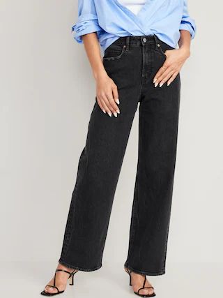 Extra High-Waisted Wide-Leg Black Jeans for Women | Old Navy (CA)