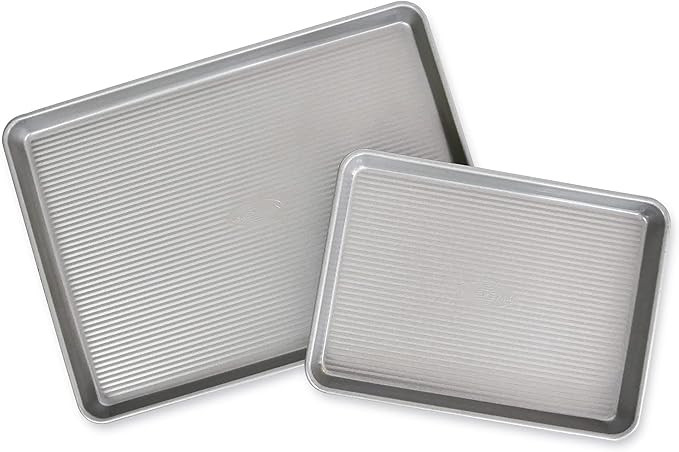 USA Pan Nonstick Half Sheet Pan and Quarter Sheet Pan, Set of 2, Aluminized Steel | Amazon (US)