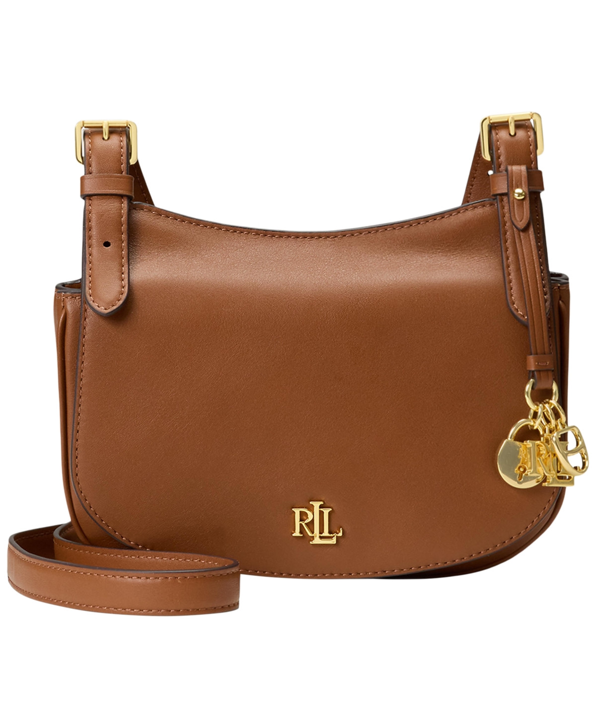 Lauren Ralph Lauren Leather Small Marcy Crossbody Bag - Brown | Macy's
